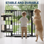 Baby Gate with Door, 26-40" Auto Close Dog Gate Indoor for Stairs Doorways, Easy Install Pressure Mounted Pet Gate, Easy Walk Through Child Safety Gate for The House, Black