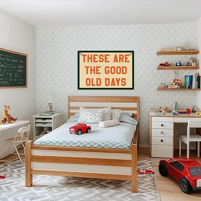 These Are The Good Old Days Sign Inspirational Banner Trendy Retro Nostalgic Wall Hanging, Wall Decor Banner Flag, Wall Flag Living Room Bedroom Decor, Banner for Room, Housewarming Gifts