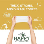 Happy Little Camper Natural Flushable Wipes - Hypoallergenic & Chlorine-Free Wet Wipes with Aloe Vera, Chamomile and Pomegranate Extract - Unscented Baby Wipes Safe for Sensitive Skin - 50 Count