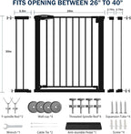 Baby Gate with Door, 26-40" Auto Close Dog Gate Indoor for Stairs Doorways, Easy Install Pressure Mounted Pet Gate, Easy Walk Through Child Safety Gate for The House, Black