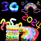 LED Light Up Pop Tubes Glow Sticks, Fidget Sensory Toys, Glow in The Dark Christmas Party Supplies Goodie Bag Stuffers for Boys Girls Birthday Party Carnival Return Gifts (30pcs)