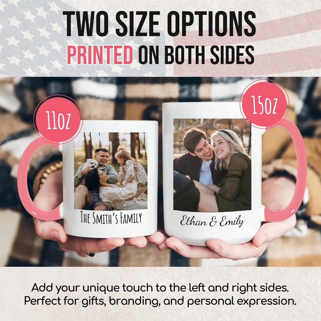 Ship Next Day Custom Mug Design Your Own Photo Text Personalized Picture Gifts for Women Men Customized Gift Idea Personalized Coffee Mugs 15oz Pink Handle