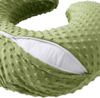 Nursing Pillow and Positioner, Breastfeeding, Bottle Feeding, Baby Sitting Support with Removable Ultra Soft Cover, Tummy Time Support for Baby Boys and Girls (Sage)