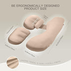 Pregnancy Pillow for Sleeping, Washable 100% Tencel Lyocell Cover, Adjustable H-Shaped Full Body Pillow for Side Sleepers, Silky Breathable, Cooling Maternity Pillow, Pregnancy Must Haves, Beige Grey