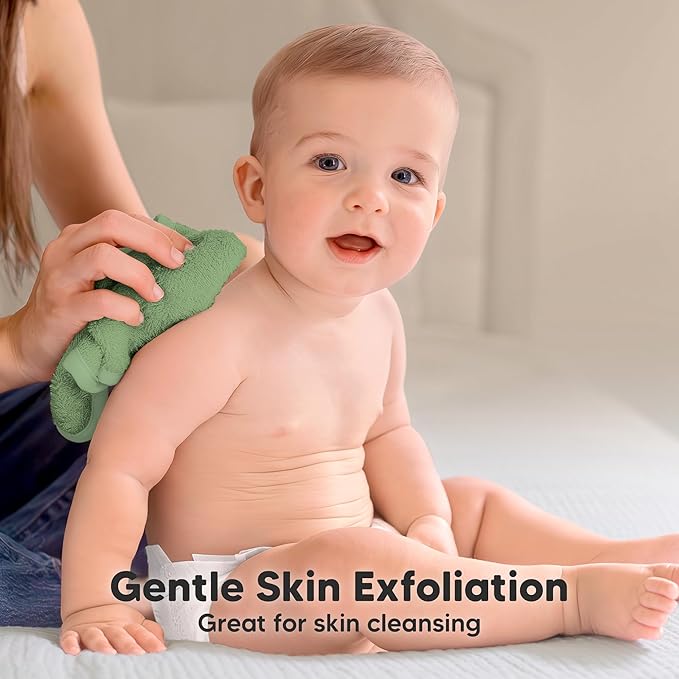 6-Pack Baby Washcloths - Soft Absorbent Viscose from Bamboo Wash Cloths for Babies, Kids, Toddlers, Infant, Newborn Bath Towels, Gentle on Sensitive Skin, 10x10 Reusable Face Towels (Meadow Green)