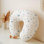 Konssy 2-Pack Muslin Nursing Pillow Covers, Soft & Adorable Nursing Covers for Breastfeeding Pillows, Slipcovers for Newborn Boys & Girls(Blue, Star)