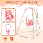 4-in-1 Swing Set & Baby Jumper and Bouncer for Toddler, Heavy Duty Baby Swing Set with Foldable Metal Stand for Indoor & Outdoor Play, Adjustable Swingset for Toddler (Pink)