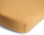 mushie Extra Soft Muslin Fitted Crib Sheet | 192 Thread Count | 28"x 52" (Fall Yellow)