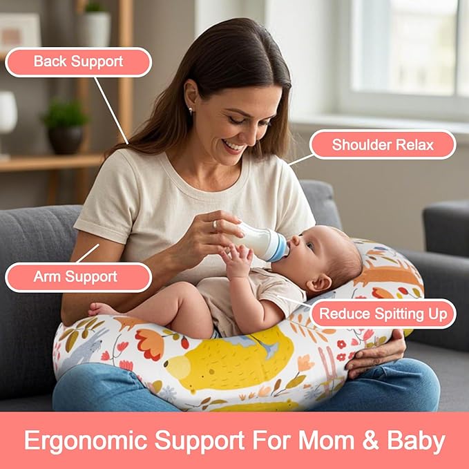 Nursing Pillow, Breastfeeding Pillow with Removable Cover, Ergonomic Breast Feeding Pillow, Baby Feeding Support Cushion for Mom Easier Breastfeeding- Original Size/Jungle