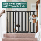 BABELIO 36" Tall Baby Gate, 29-55" Auto Close Pressure Mounted Dog Gate for Doorways & Hallway, Pressguard Basics Easy Walk Thru Pet Gate, Extra Wide Metal Child Gate, Black