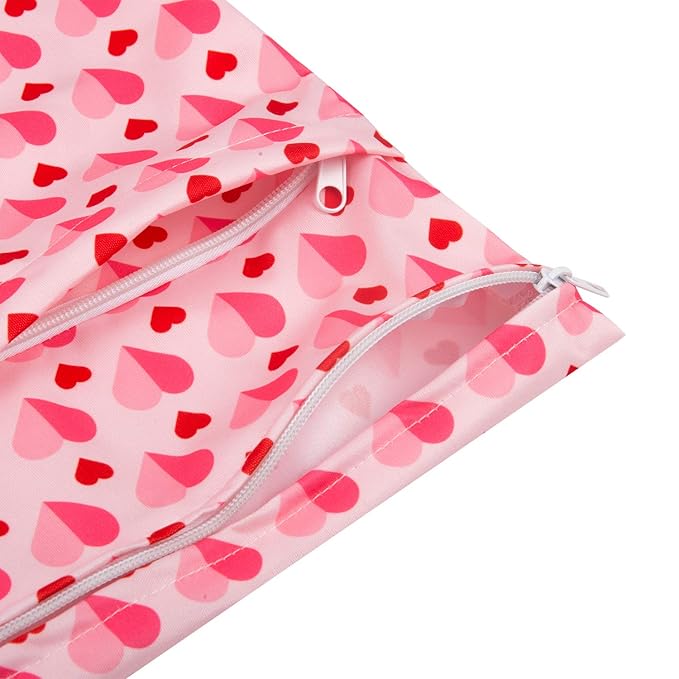 ALVABABY 2pcs Cloth Diaper Wet Dry Bags Waterproof Reusable with Two Zippered Pockets Travel Beach Pool Daycare Soiled Baby Items Yoga Gym Bag for Swimsuits or Wet Clothes LZ0102