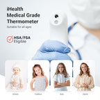 iHealth No-Touch Forehead Thermometer for Adults, Kids, Babies - 1s Fast Accurate, 3 Ultra-Sensitive Sensors, Quiet Vibration Feedback, Digital Large LED Digits, Easy to Use for Home & Nurses, PT3