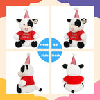 Cuteoy Happy Birthday Cow Musical Stuffed Animal Shaking Singing Dancing Plush Toy Electric Interactive Animated Plushies Gifts for Kids Girls Boys