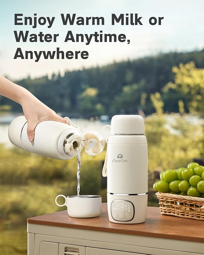 Portable Bottle Warmer for Travel - Fast Heating Breast Milk & Formula Warmer with 16,000mAh Battery, 17oz Milk Warmer for Baby on The Go,Baby Bottle Warmer for Car, Airplane（Clouds）