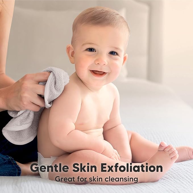 6-Pack Baby Washcloths - Soft Absorbent Viscose from Bamboo Wash Cloths for Babies, Kids, Toddlers, Infant, Newborn Bath Towels,Gentle on Sensitive Skin,10x10 Reusable Face Towels(Heather)