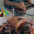 120PCS Premium Alligator Clips Electrical, 5 Colors Test Probes & Leads, Crocodile Jumper Wires with Dual Ended Insulators Cable for Electric Circuit Connection, Multimeter, Electronic Experiments