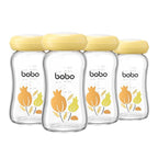 YOHKOH Breast Milk Storage Bottles - Wide Neck Glass Breastmilk Storage Bottles with Lids, BPA-Free (Yellow, 5.4oz (Pack of 4))