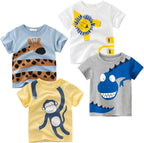 Boys' 4-Pack Excavator Short Sleeve Crewneck T-Shirts Top Tee Size 2-7 Years Toddler Boys' Value Pack Cotton T-Shirt