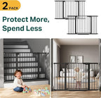 Cumbor 2 Pack 29.7"-51.5" Extra Wide Baby Gate for Stairs, Easy Wall Through Dog Gates for Doorways, Pressure Mounted Pet Gate Indoor, Safety Auto-Close Child Gate for Kids with 4 Wall Cups, Black
