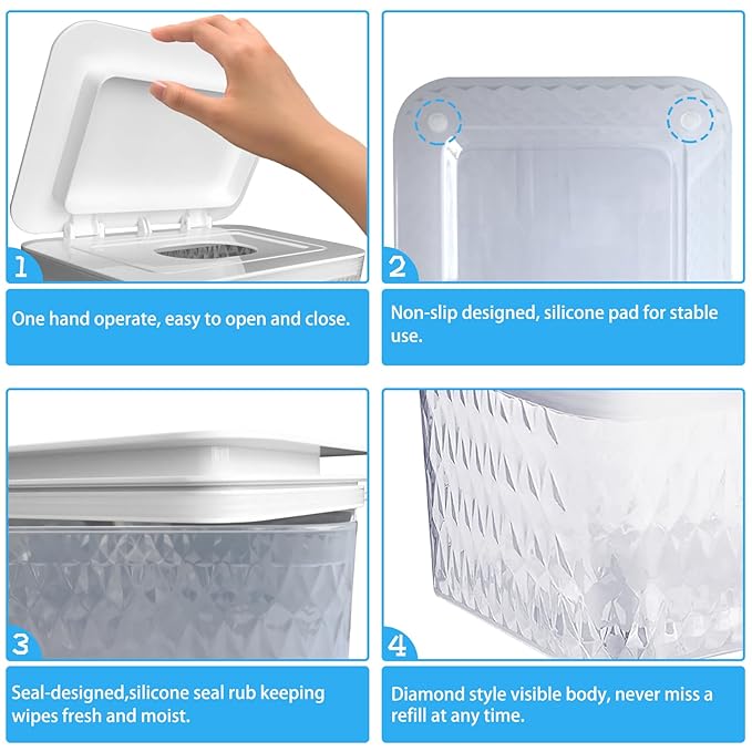 Wet Baby Wipes Dispenser - Large Capacity Wipe Holder Seal-Designed Dust-Proof Wet Wipes Container Keep Diaper Wipes Fresh