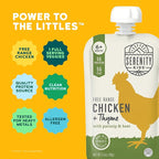 Serenity Kids 6+ Months Chicken Baby Food Pouches - BPA-Free Pouches - Free-Range Chicken & Organic Parsnip, Beet & Thyme - Protein-Rich & No Added Sugar - 3.5 Oz, 12 Pack
