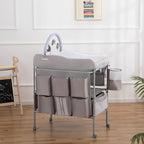 Baby Changing Table, Versatile Portable Folding Changing Table, Waterproof Diaper Changing Station with Waste Basket, Adjustable Height with 2 Drawers, Baby Changing Station for Infant and Newborn