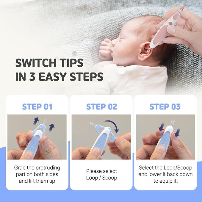 HubiBaby 3 in 1 Baby Nose Cleaning Tweezer Booger Remover and Baby Ear Wax Removal Tool with Soft Silicone Dual Ear Wax and Safe Nasal Picker for Newborns Infants & Toddlers