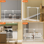 30" Tall Extra Wide Baby Gates for Doorways & Stairs - Large, Long Pressure Mounted Metal Safety Gates for Kids & Dogs - White (71.5-76.38 Inch)