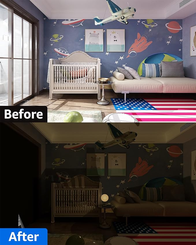 Sumobaby Blackout Curtains for Bedroom Portable 62"x48",No Drill Blackout Shades with Upgraded Hook&Loop Tapes,100% Black Out Window Cover,Thermal Insulated Blinds for Bedroom,Nursery(1 Panel,Black)