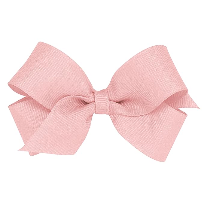 Wee Ones Girls' Plain Wrap Classic Grosgrain Hair Bows on a WeeStay No-Slip Hair Clip, Handmade, Mini, Sweet Nectar