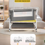 PandaEar Foldable Baby Bassinet Bedside Sleeper, Portable Crib with Wheels & Diaper Changing Table, Adjustable Height Infant Bed, Co-Sleeper for Newborns, Breathable Mesh