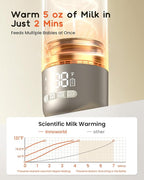 Portable Bottle Warmer for Travel, 20 oz Large Capacity Bottle Warmer On The Go, 10400mAh Long-Lasting Battery&Super Fast Charging in 2.5 Hours, Fast Heating for Breastmilk, Formula, Water