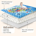 Baby Play Mats for Floor, 71”x59” Upgraded Thickness & Larger Super Soft Playmat for Babies and Toddlers, Foldable Washable, Upgrade Anti-Slip Crawling Mat for Playpen(Map)