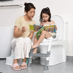 Potty Training Seat with Step Stool Ladder, SKYROKU Potty Training Toilet for Kids Boys Girls Toddlers - Comfortable Safe Potty Seat with Anti-Slip Pads Ladder Grey