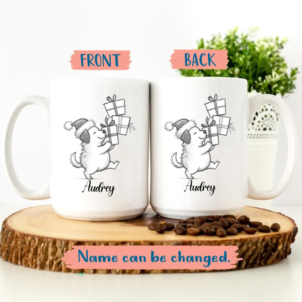 Customized Name Dog Accent Ceramic Mug Gift For Dog Lover Mom Dad, Personalized Dogs Animal White Coffee Mug 11 Oz 15 Oz, Awesome Puppy Travel Cup Gift For Birthday/Holiday/Anniversary, Dogs Cup