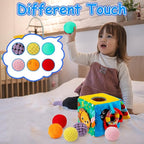 beetoy Sensory Busy Cube for Baby, Montessori Infant Toys with Textured Sensory Balls, Early Learning Travel Toys for Fine Motor Skills, Perfect Newborn Boy and Girl Gift