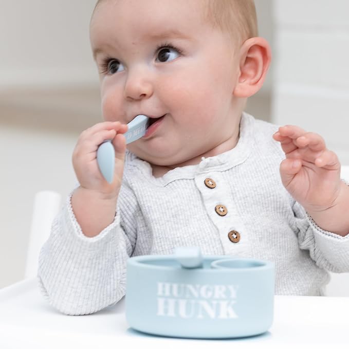 Bella Tunno Silicone Suction Bowl & Spoons for Toddlers & Babies, Food Grade BPA Free Silicone, Non Slip Base, Microwave & Dishwasher Safe, Ideal Baby-Led Weaning Bowl, Miss Mess/Love First Bite