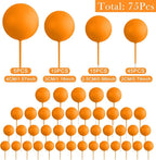 75 Pieces Orange Cake Balls Topper Decorations Foam Cupcake Topper Mini Balloon Cake Topper Picks for Cake Deco Birthday Party Wedding