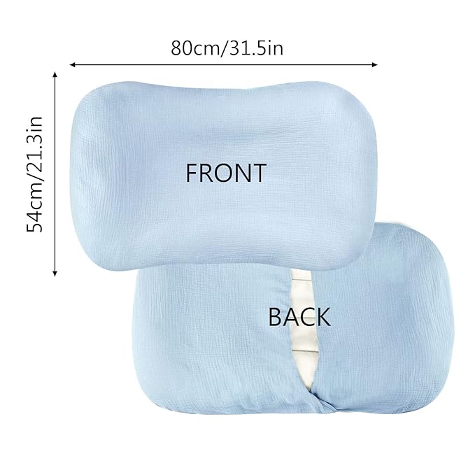 Hooyax Muslin Baby Lounger Cover Soft Organic Cotton Slipcover Fits Newborn Lounger for Baby Boys and Girls (Ice-Snow Blue)