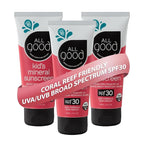 All Good Baby & Kids Sunscreen Lotion for Face & Body - UVA/UVB Broad Spectrum, SPF 30, Zinc Oxide, Coral Reef Friendly, Water Resistant - Zinc, Shea Butter, Coconut Oil, Aloe (3 oz)(3-pack)