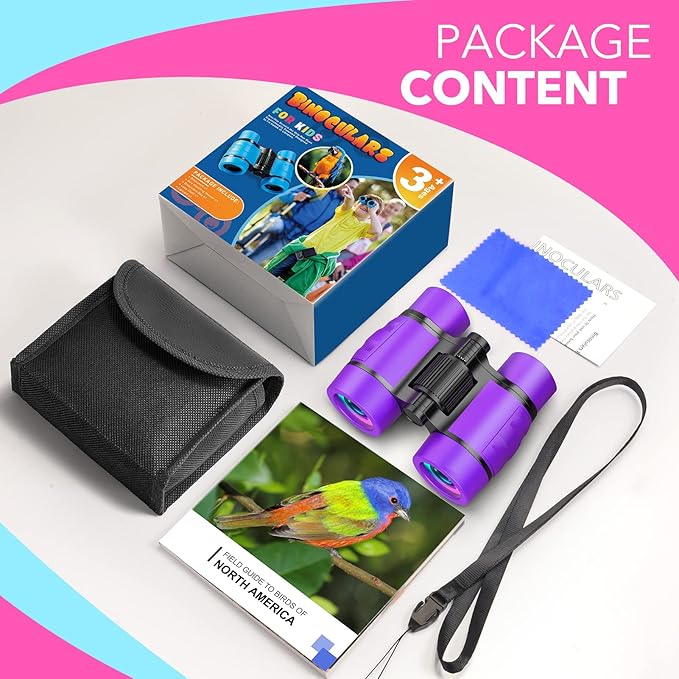 Girls Toys Age 3-7: LET'S GO! Compact Bird Watching Binoculars for Kids Ages 3 4 5 6 7 Year Old Girl Boy Gifts Idea Outside Travel Educational Toy for Kid Preschool Toddler Easter Stuffers