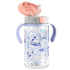 Evorie Tritan Spill Proof Toddler Straw Sippy Cup, 10 oz for Baby and Toddlers 1-3 Years Old, No Spill Straw Water Bottle with Removable Handles, Ideal for School, BPA-Free, Travel in Space