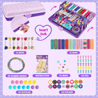 Friendship Bracelet Making Kit with Storage Box,DIY String Bracelet Arts and Craft for Girls Aged 8-12,Kids' Travel Activity Toy Set,Easter Birthday Gifts for Ages 6 7 8 9 10 11 12 Year Old Purple