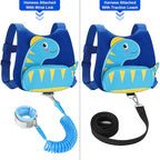 Accmor Toddler Harness with Leash, Cute Dinosaur Kids Harness + Anti Lost Wrist Link, Mini Child Harness Leash Wristband Strap Belt Protector for Baby Boys Girls to Outdoor Travel (Blue)