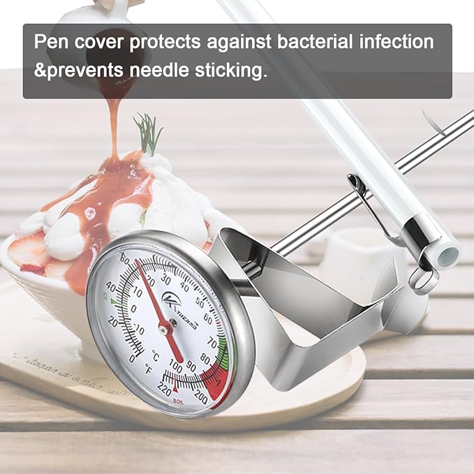 KT THERMO Instand Read 2-Inch Dial Thermometer(2 Pack),Best for The Coffee Drinks,Chocolate Milk Foam