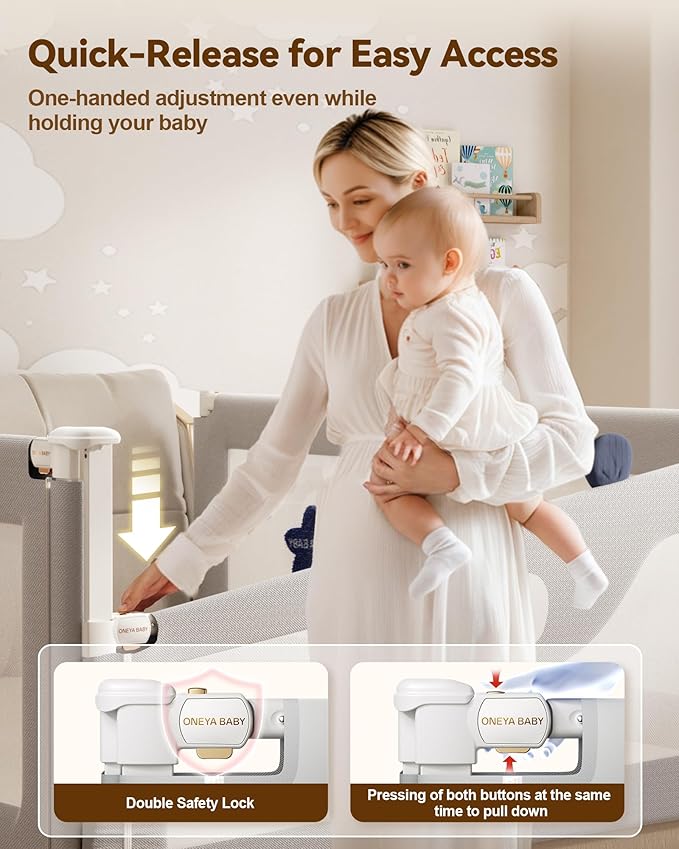 3 Piece Bed Rails for King Size Bed, No-Drill Needed Baby Bed Rail Guard for Toddlers with Height Adjustable, Thickened Child Safety Side Railing Guards/Bedrail for Kids, Grey Bear, 74.8x78.7x78.7in