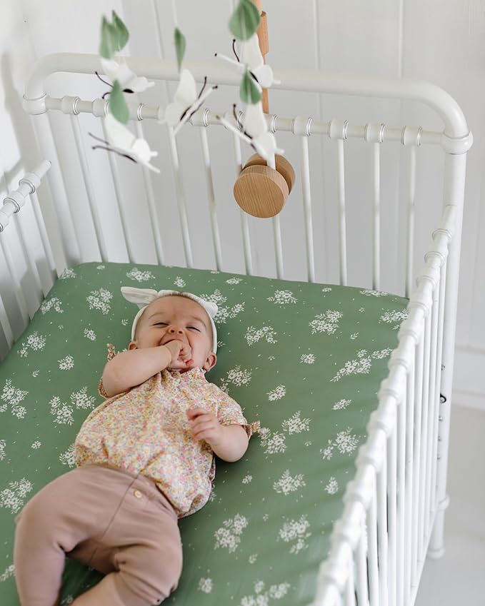 Crib Sheets Neutral - Fitted Baby Crib Sheets Bed for Girl Boy - 2 Pack Standard & Toddler Mattress (Butterfly Garden) - Buttery Soft Organic Cotton Blend