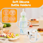 TonGass (4-Pack) Bottle Handles for Dr Brown Narrow Baby Bottles with Easy Grip Handles to Hold Their Own Bottle - BPA-Free Soft Silicone - Red Blue Pink and White