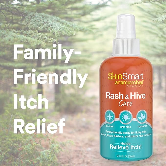SkinSmart Antimicrobial Rash and Hive Care, First Aid Skin Wash, 8 oz Spray Bottle