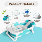 AVIDOR Baby Bathtub,Collapsible Bathtub for Newborn to Toddler,Durable Essential Infant Bath Tub,Portable Travel Baby Tub with Soft Bath Net,No-Slip Feet and Dinosaur Shaped (Light Blue)